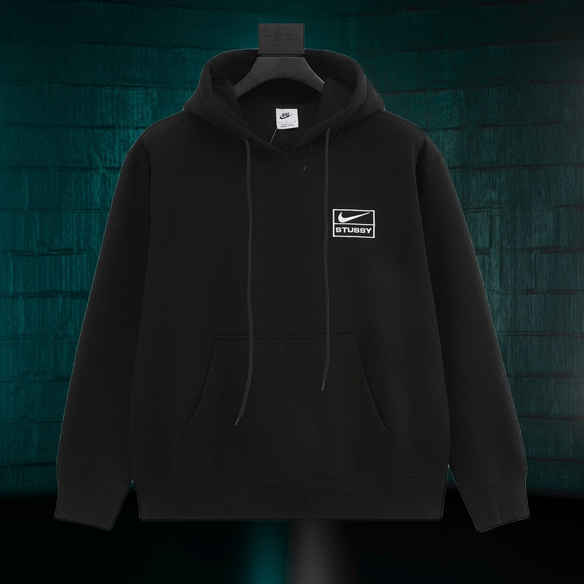 Nike Hoodie Stussy logo 2025 Negro