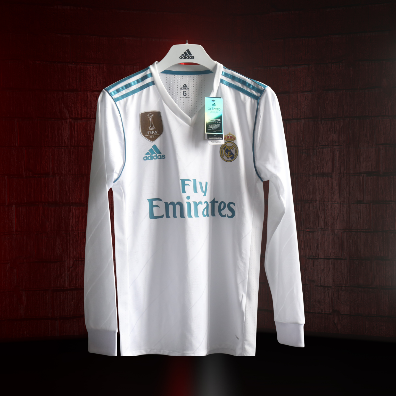 Real Madrid 2017/18 – Jersey Local Authentic Retro Manga Larga / Dorsal Incluido
