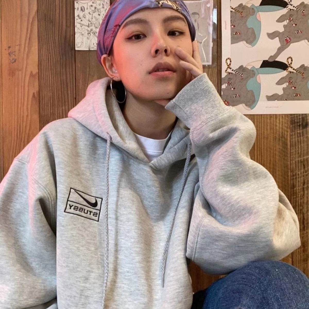 Nike Hoodie Stussy 2025 Gris