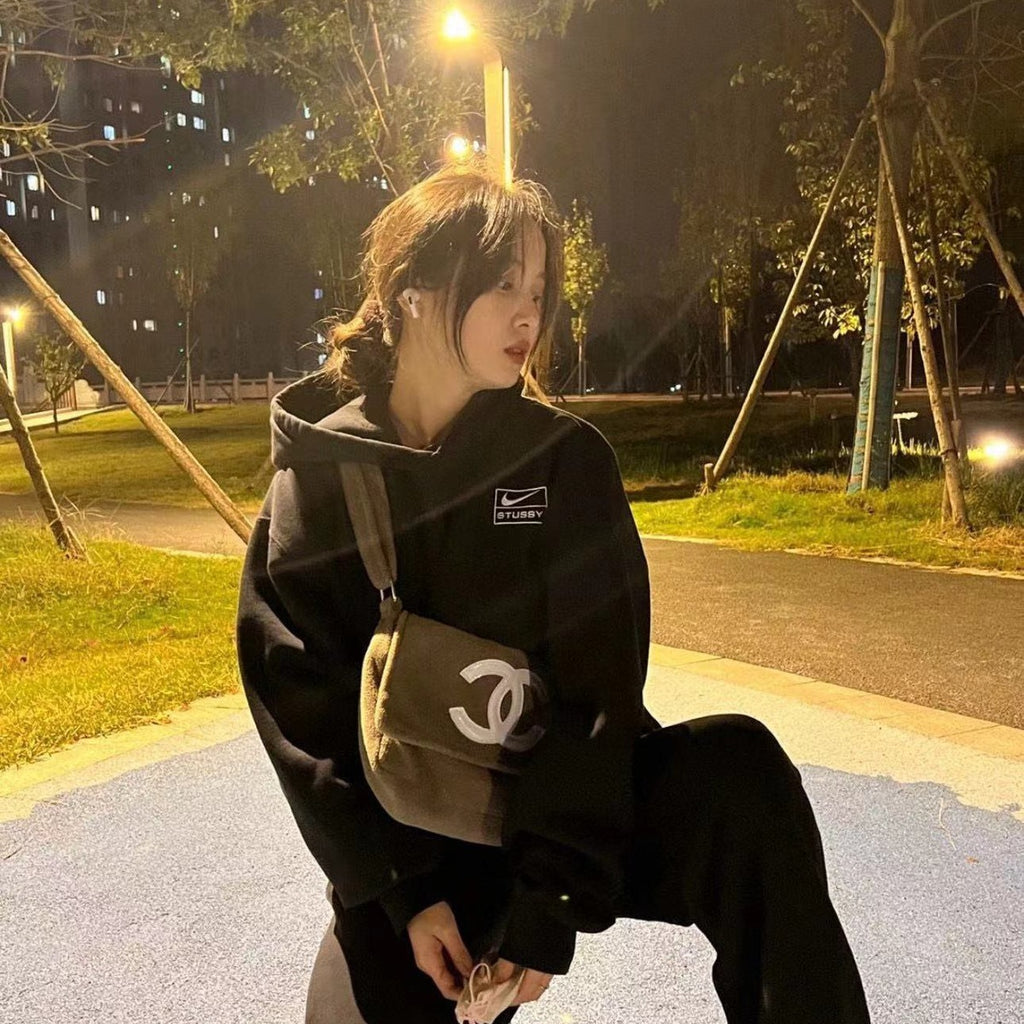Nike Hoodie Stussy logo 2025 Negro