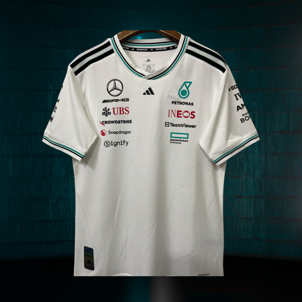 Jersey Blanco Authentic de Piloto del Equipo de F1 Mercedes-AMG Petronas 2025