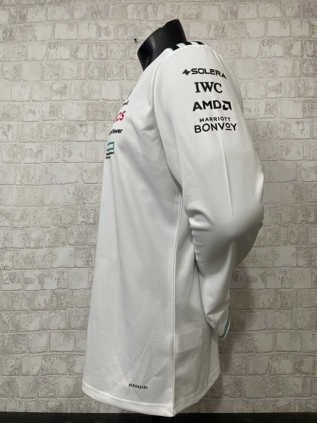 Jersey Blanca Authentic Manga Larga de Piloto del Equipo de F1 Mercedes-AMG Petronas 2025