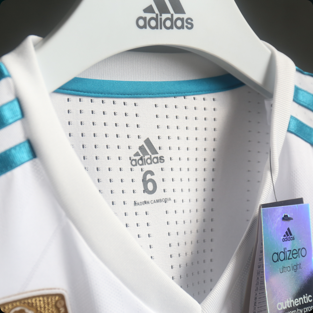 Real Madrid 2017/18 – Jersey Local Authentic Retro Manga Larga / Dorsal Incluido