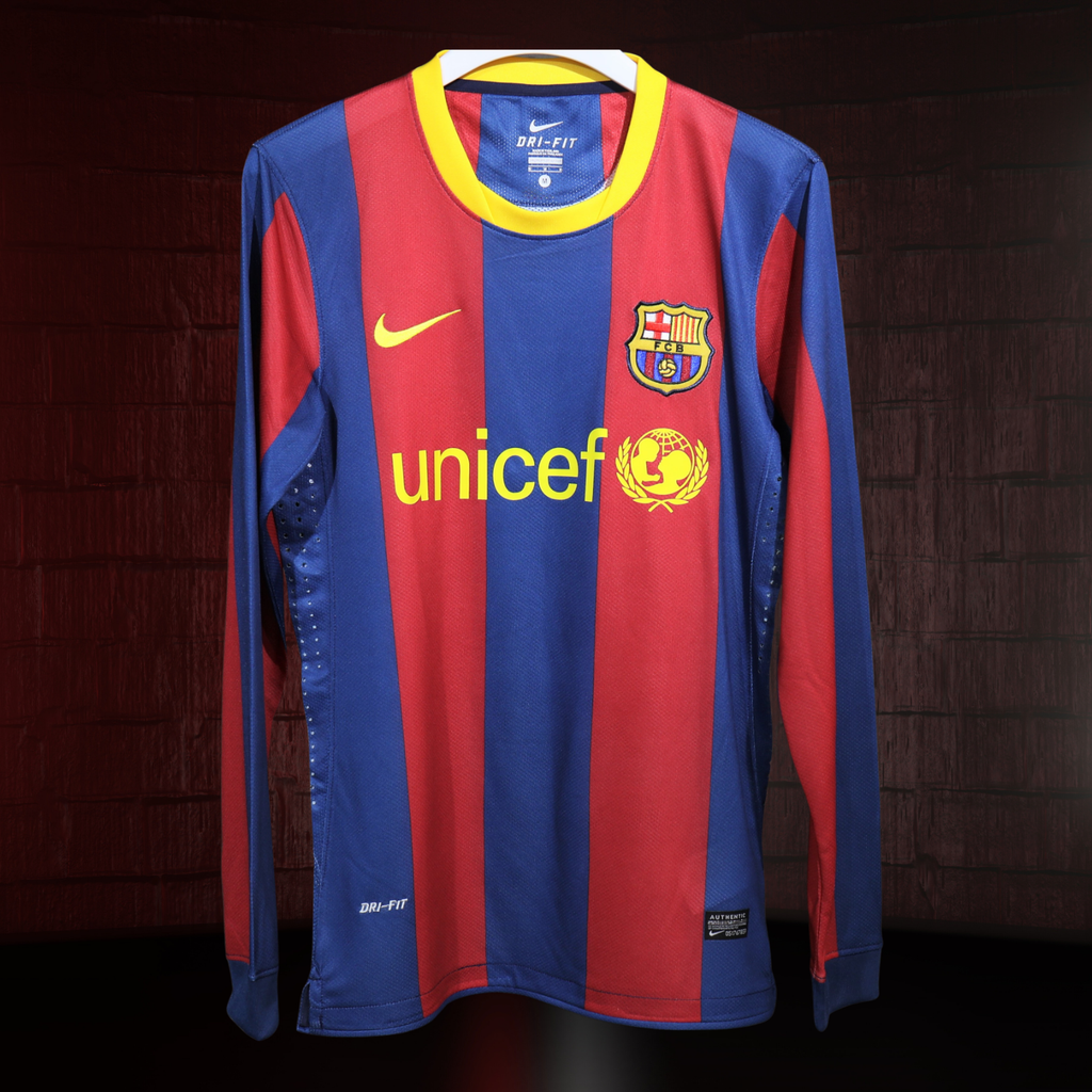 FC Barcelona 2010/11 – Jersey Local Authentic Retro Manga Larga / Dorsal Incluido