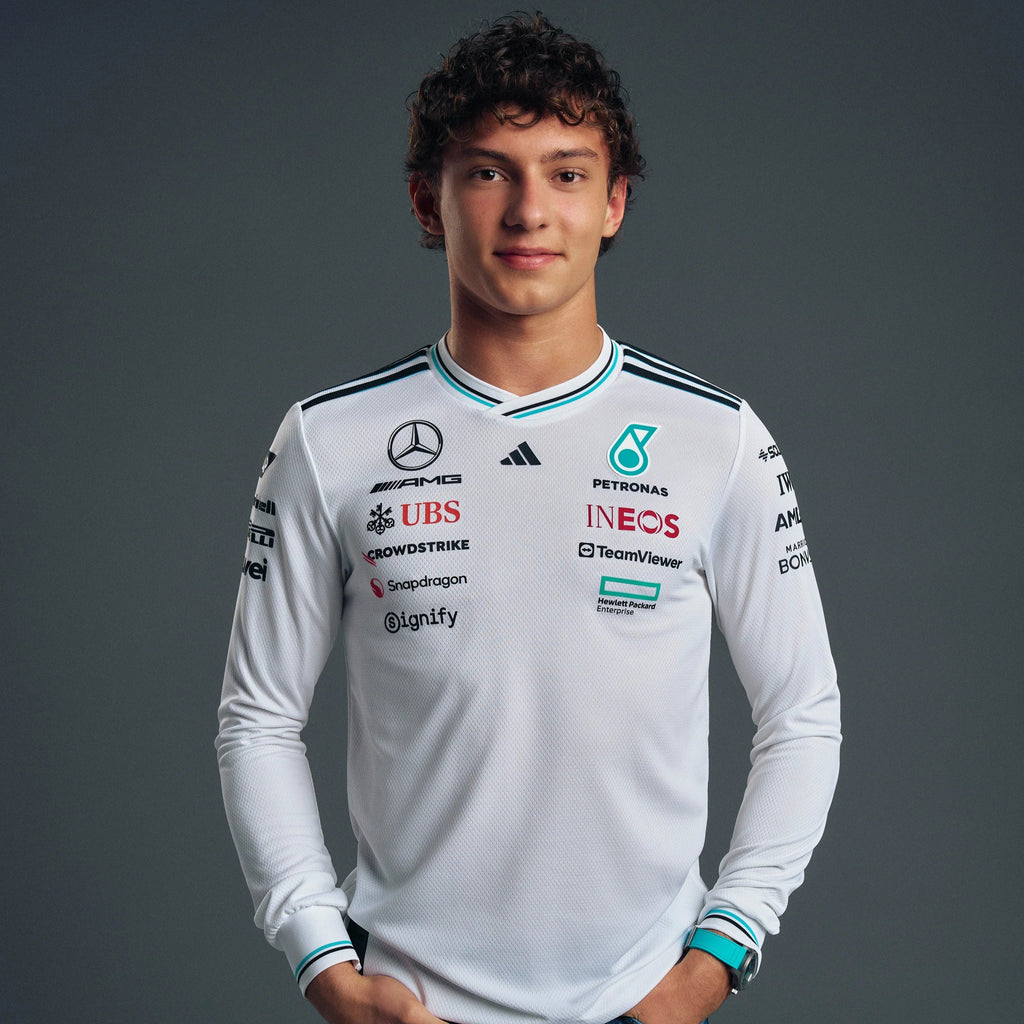Jersey Blanca Authentic Manga Larga de Piloto del Equipo de F1 Mercedes-AMG Petronas 2025