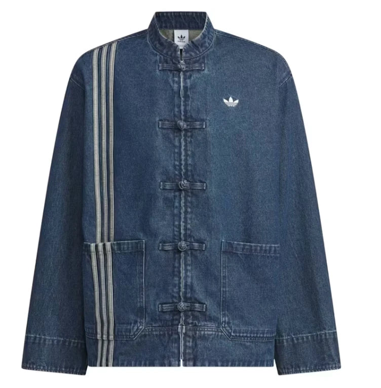 Chaqueta adidas Tang Mezclilla CTT color azul mezclilla corte oversized unisex