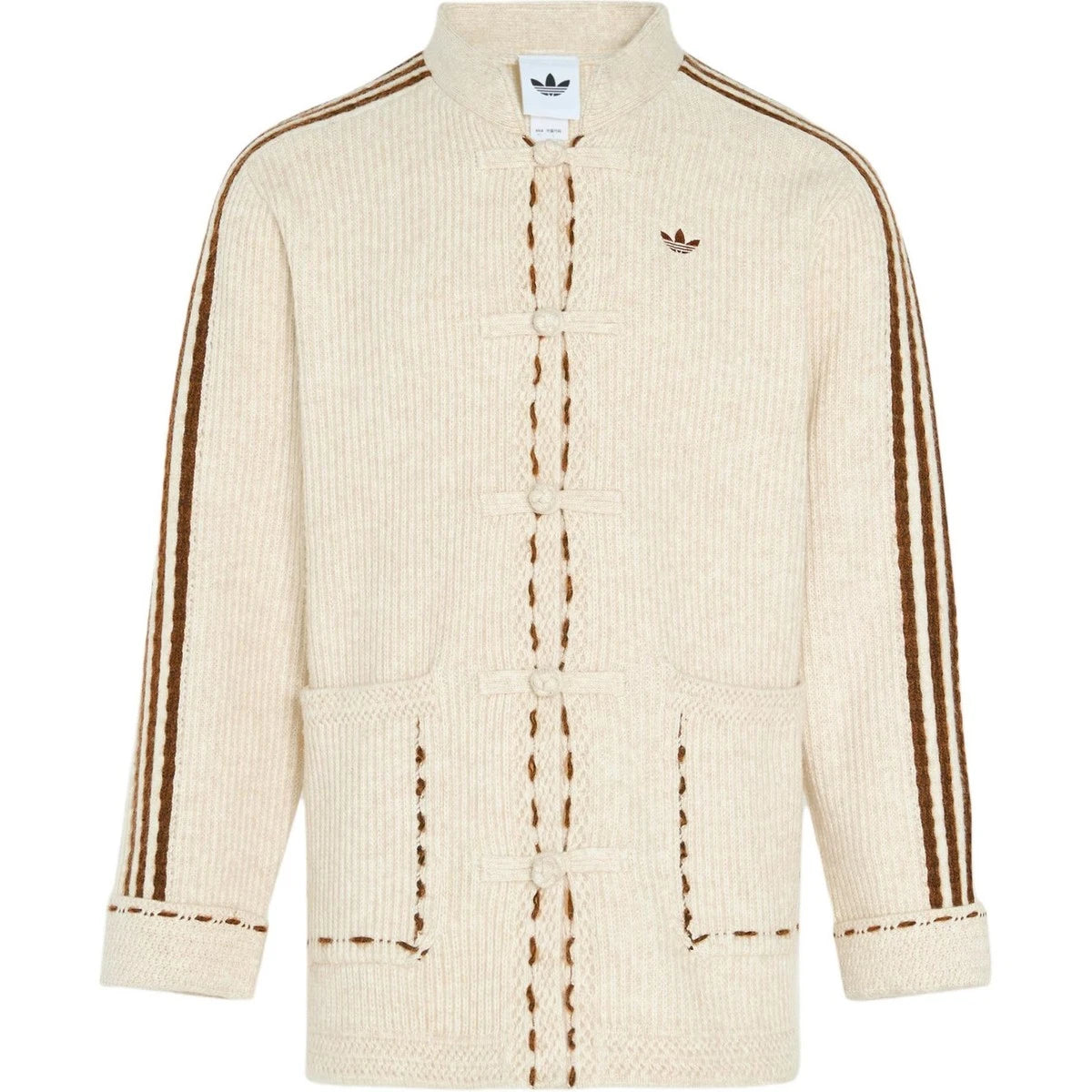 Chaqueta adidas Tang tejida hombre color beige con alamares tejidos