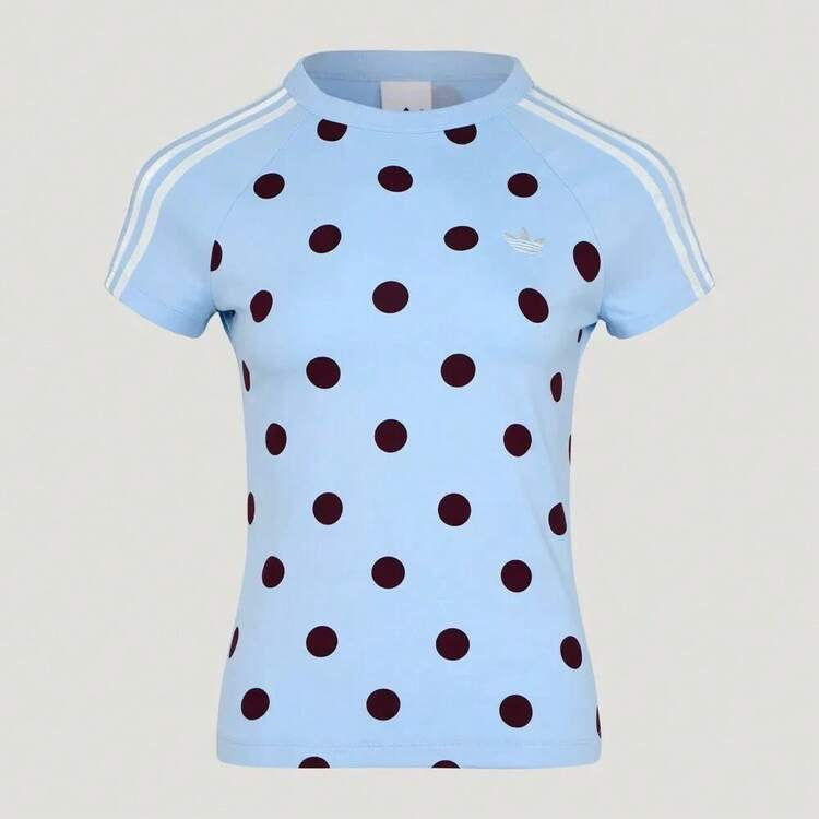 Playera adidas Polka Dot Slim mujer color azul cielo con lunares