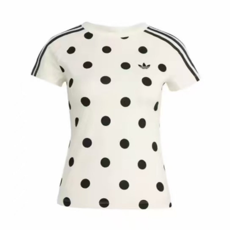 Playera adidas Polka Dot Slim mujer color blanco roto con lunares